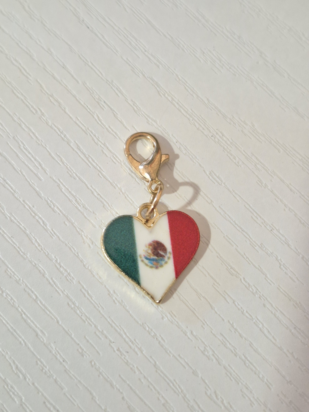 Heart-Shaped Mini Bag Charm in Mexican Flag Colors